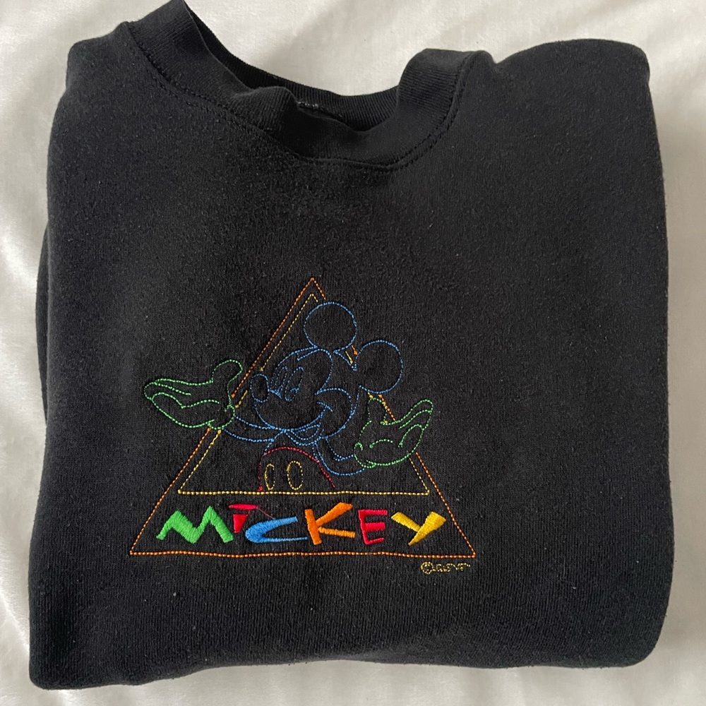 Vintage Disney‎ Mickey Unlimited Black Embroidered Crewneck Sweatshirt
